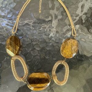 Gemstone Statement Necklace in Amber and Brown Colors